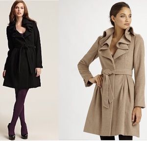 Rebecca Taylor ruffle belted wool coat